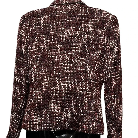 Emma James Basketweave Tweed One Button Blazer Wine Red and Black Womens 6 - Picture 2 of 8